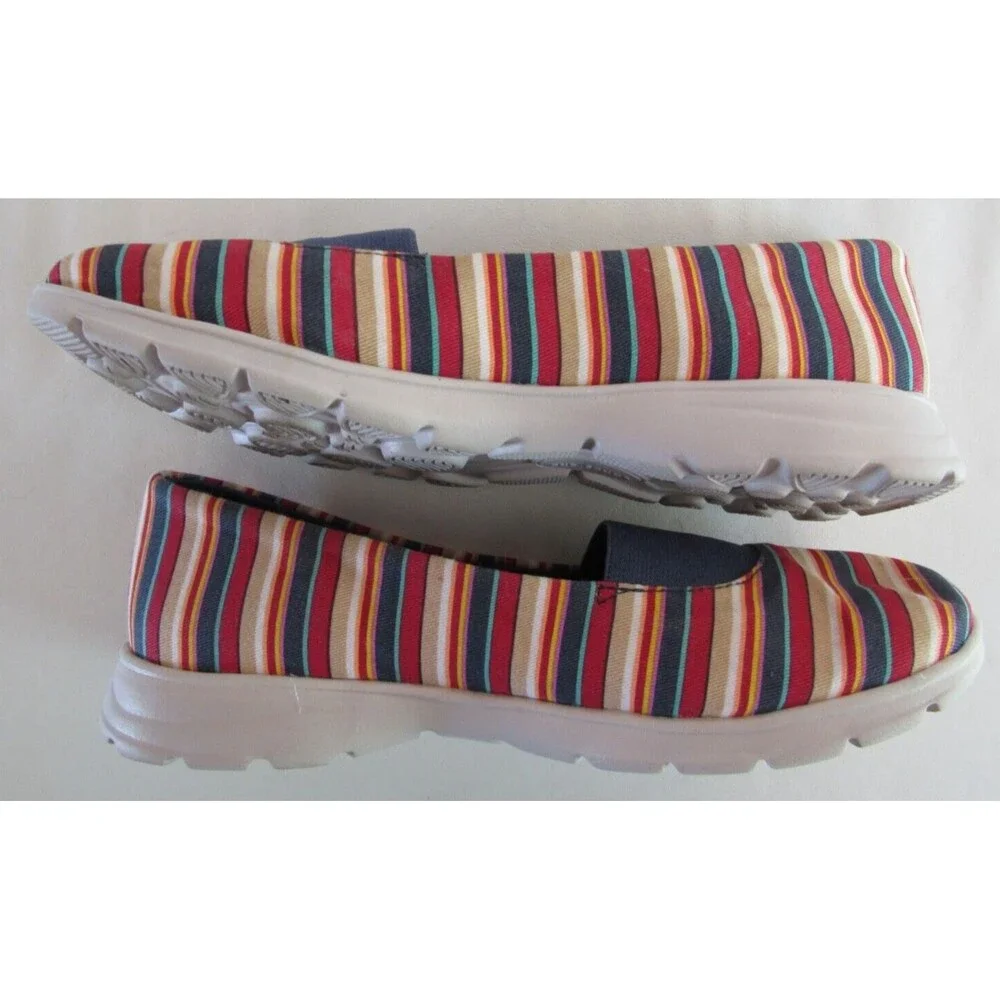 Land's End Gatas Multicolor Striped Slip On Casual Comfort Shoe Size 6